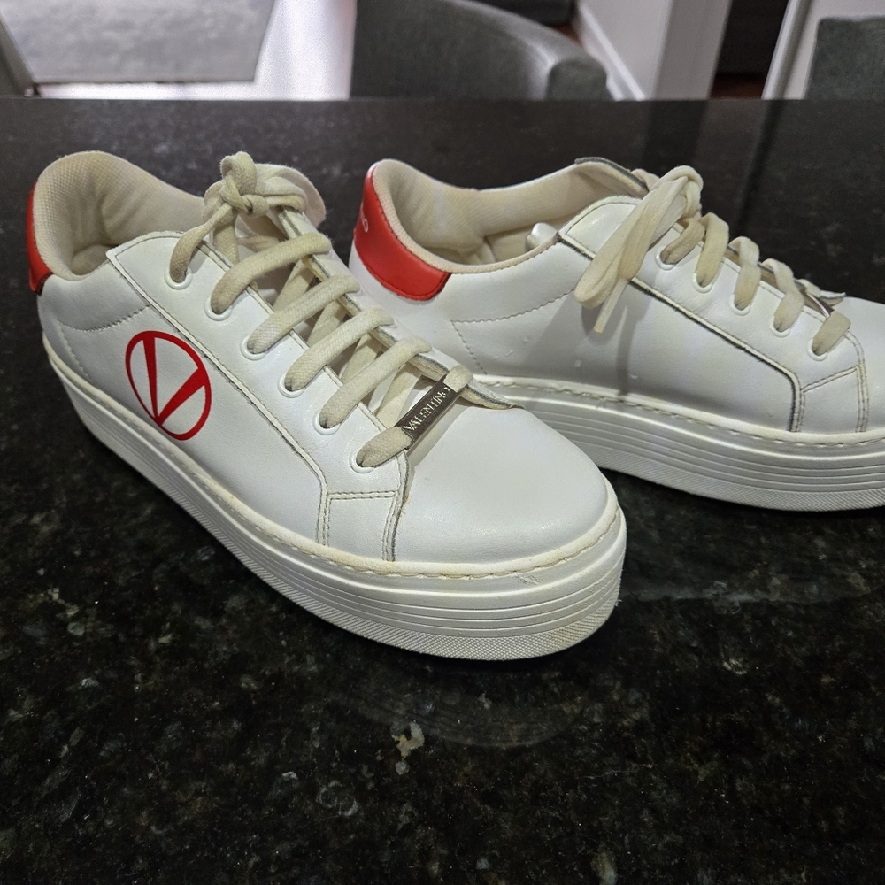 Valentino White and Red Sneakers